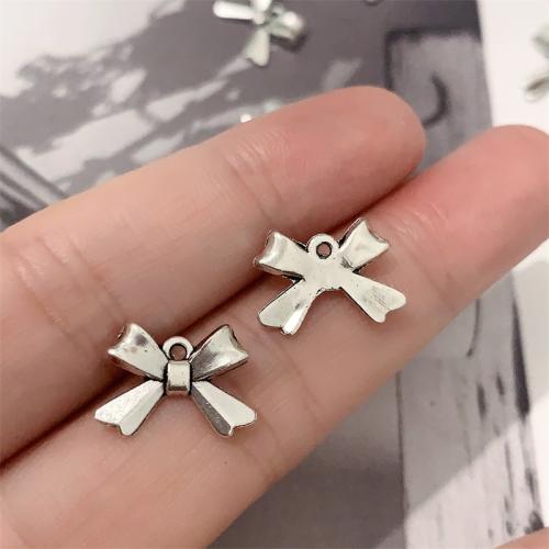 Zinc Alloy Bowkont Pendants, Bowknot, antique silver color plated, DIY 