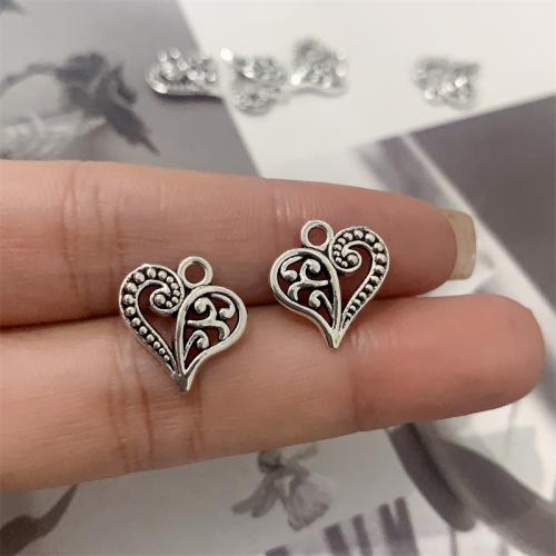 Colgantes de Aleación de Zinc en Forma de Corazón, chapado en color de plata antigua, Bricolaje, 14x14mm, 100PCs/Bolsa, Vendido por Bolsa