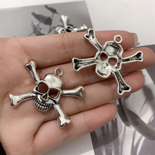 Zinc Alloy Skull Pendants, antique silver color plated, DIY 