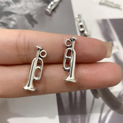 Musical Instrument Shaped Zinc Alloy Pendants, antique silver color plated, DIY 