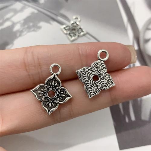 Zinc Alloy Jewelry Pendants, Square, antique silver color plated, DIY 