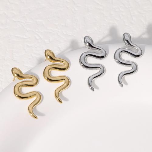 Stainless Steel Stud Earring, 304 Stainless Steel, Snake, fashion jewelry & for woman 23mm 