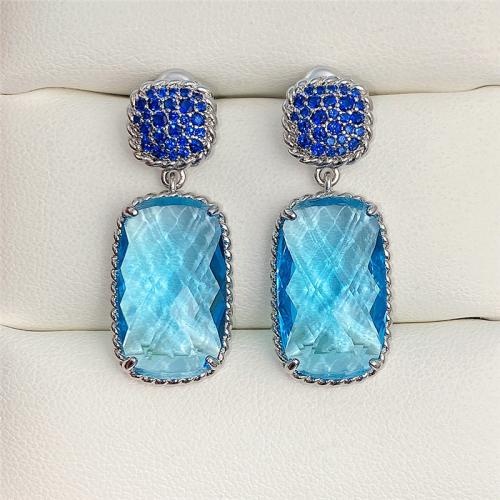 Boucles d'oreilles en laiton zircon cubique pavent, bijoux de mode & pavé de micro zircon & pour femme, 33.5mm, Vendu par paire[