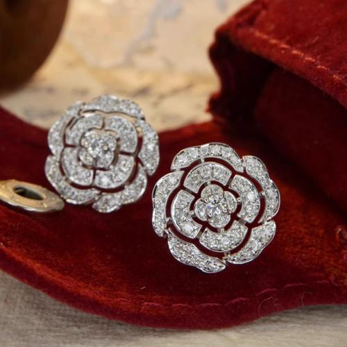 Cubic Zirconia Micro Pave Brass Earring, Flower, fashion jewelry & micro pave cubic zirconia & for woman, 17mm 