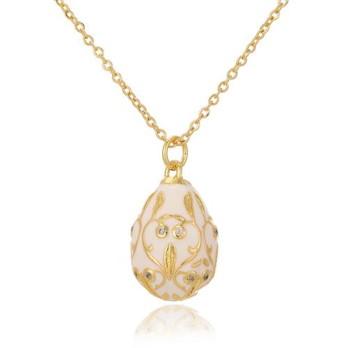 Cubic Zircon Micro Pave Brass Necklace, with 5cm extender chain, Teardrop, gold color plated, fashion jewelry & micro pave cubic zirconia & for woman & enamel Approx 45 cm 