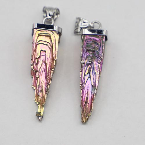 Gemstone Jewelry Pendant, Bismuth Ore, with 304 Stainless Steel, DIY ×8-10×4-10mm 