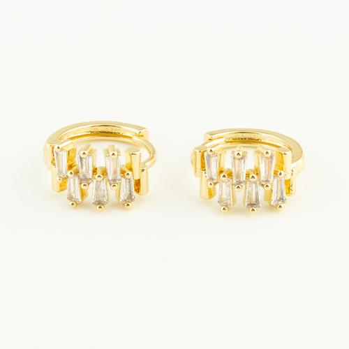 Cubic Zirconia Micro Pave Brass Earring, gold color plated, micro pave cubic zirconia & for woman 