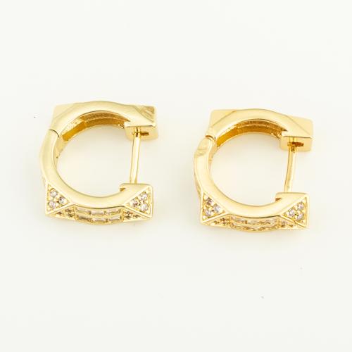 Cubic Zirconia Micro Pave Brass Earring, gold color plated, micro pave cubic zirconia & for woman 