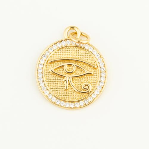 Cubic Zirconia Micro Pave Brass Pendant, Round, gold color plated, DIY & micro pave cubic zirconia 