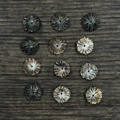 Black Shell Beads, Black Lip Shell, Flower, DIY, black, 10mm 