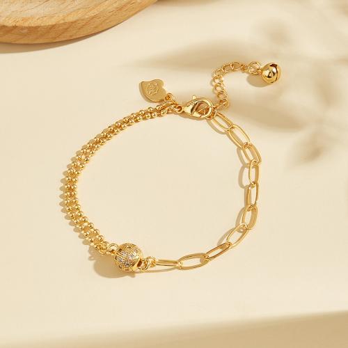 Cubic Zirconia Micro Pave Brass Bracelet, plated, micro pave cubic zirconia & for woman, gold 