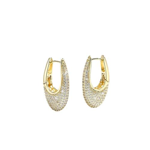 Cubic Zirconia Micro Pave Brass Earring, plated, micro pave cubic zirconia & for woman 