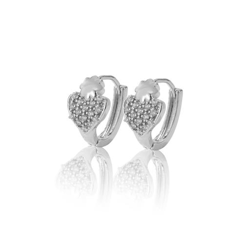 Cubic Zirconia Pendiente Brass Micro Pave, metal, chapado, diferentes estilos para la opción & micro arcilla de zirconia cúbica & para mujer, plateado, Vendido por Par[