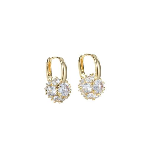 Cubic Zirconia Micro Pave Brass Earring, plated, micro pave cubic zirconia & for woman 