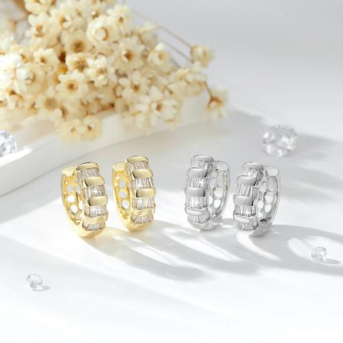 Cubic Zirconia Micro Pave Brass Earring, plated, micro pave cubic zirconia & for woman 