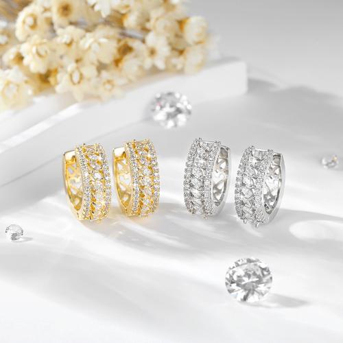 Cubic Zirconia Micro Pave Brass Earring, plated, micro pave cubic zirconia & for woman 