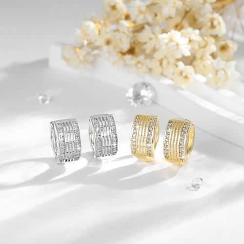 Cubic Zirconia Micro Pave Brass Earring, plated, micro pave cubic zirconia & for woman 