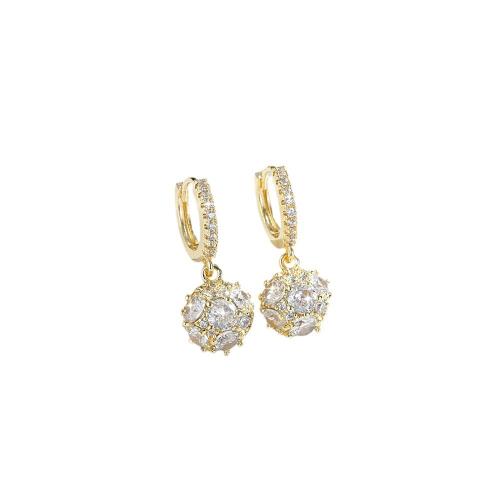 Cubic Zirconia Micro Pave Brass Earring, plated, micro pave cubic zirconia & for woman 