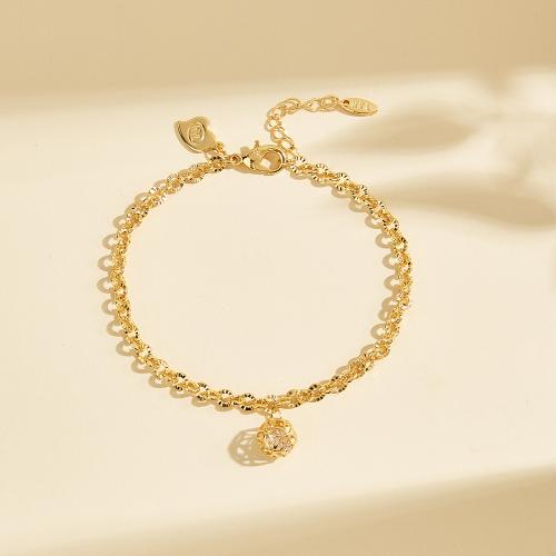 Cubic Zirconia Micro Pave Brass Bracelet, plated, micro pave cubic zirconia & for woman, golden 