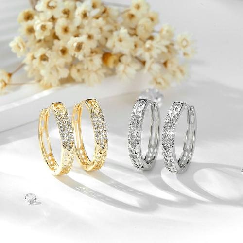 Cubic Zirconia Micro Pave Brass Earring, plated, micro pave cubic zirconia & for woman 