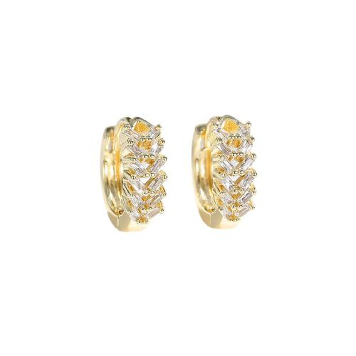 Cubic Zirconia Micro Pave Brass Earring, plated, micro pave cubic zirconia & for woman 