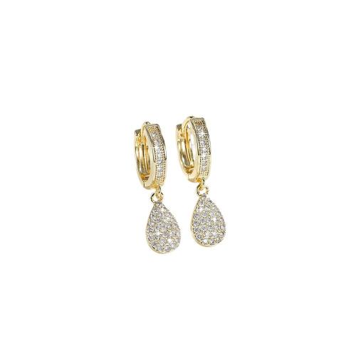 Cubic Zirconia Micro Pave Brass Earring, plated, micro pave cubic zirconia & for woman 