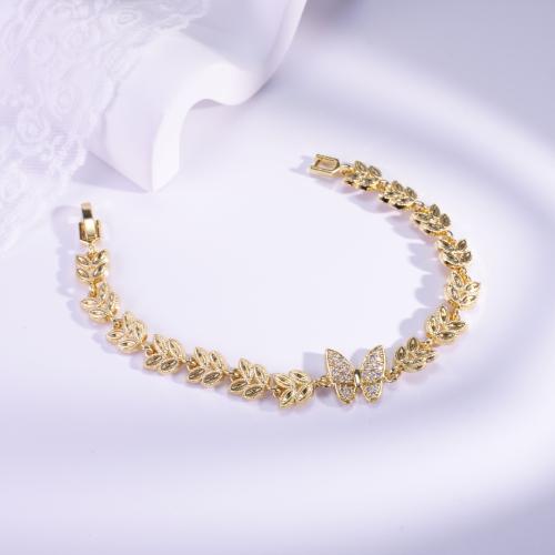 Cúbicos Circonia pulsera Latón de Micro pavimenta, metal, chapado, diferentes estilos para la opción & micro arcilla de zirconia cúbica & para mujer, dorado, Vendido por UD