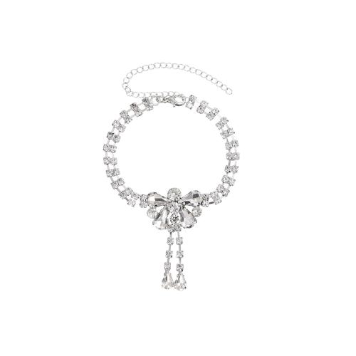 Circonita Aleación de zinc pulsera, chapado, micro arcilla de zirconia cúbica & para mujer, plateado, Vendido por UD[