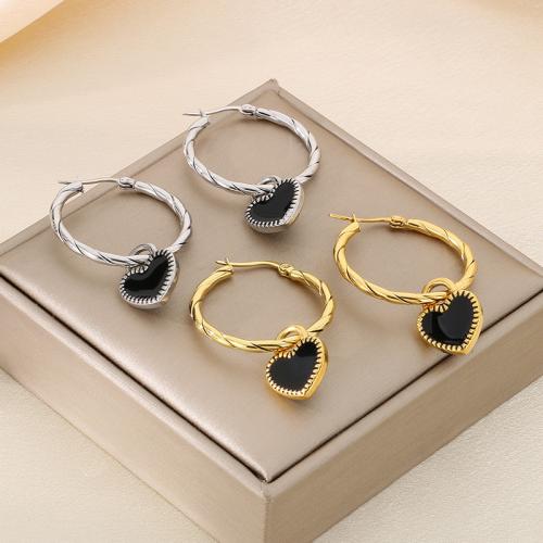 Stainless Steel Drop Earring, 304 Stainless Steel, Vacuum Ion Plating & for woman & enamel 