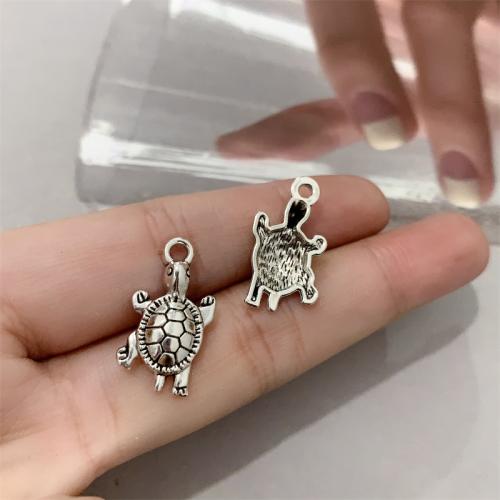 Pendentifs animaux en alliage de zinc, tortue, Plaqué de couleur d'argent, DIY Vendu par sac