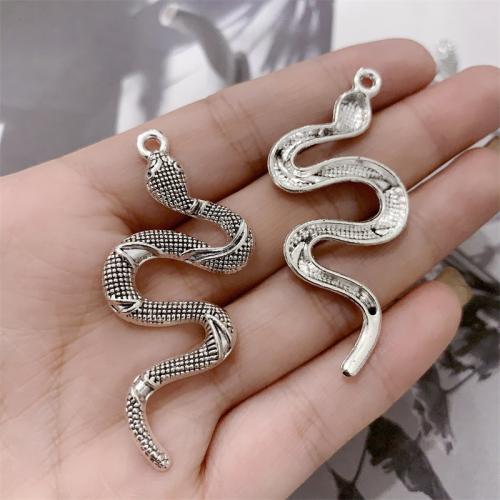 Pendentifs animaux en alliage de zinc, serpent, Plaqué de couleur d'argent, DIY Vendu par sac