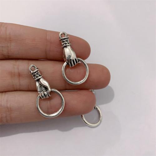 Zinc Alloy Hand Pendants, antique silver color plated, DIY 