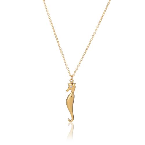 Stainless Steel Jewelry Necklace, 304 Stainless Steel, with 6cm extender chain, 18K gold plated, fashion jewelry & for woman & with rhinestone, golden Approx 40 cm [