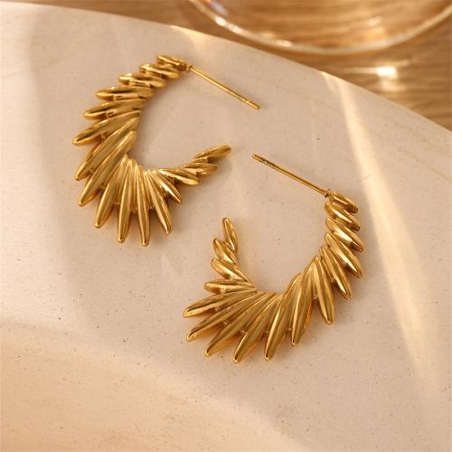 Stainless Steel Stud Earring, Titanium Steel, 18K gold plated, fashion jewelry & for woman, golden, 2.7-3.5cm 