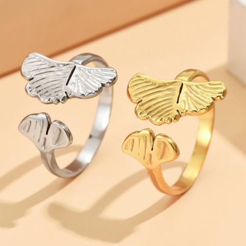 Edelstahl Fingerring, 304 Edelstahl, Ginkgo-Blatt, Modeschmuck & für Frau, keine, Größe:7, verkauft von PC