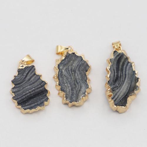 Agate Stainless Steel Pendants, with Iron & 304 Stainless Steel, gold color plated, DIY mm×15-25mm×5-10mm [