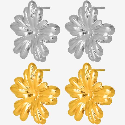 Stainless Steel Stud Earring, 304 Stainless Steel, Flower, Vacuum Ion Plating, fashion jewelry & for woman 