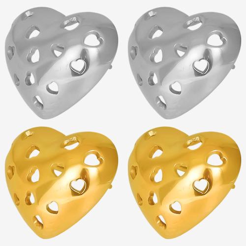 Stainless Steel Stud Earring, 304 Stainless Steel, Heart, Vacuum Ion Plating, fashion jewelry & for woman 