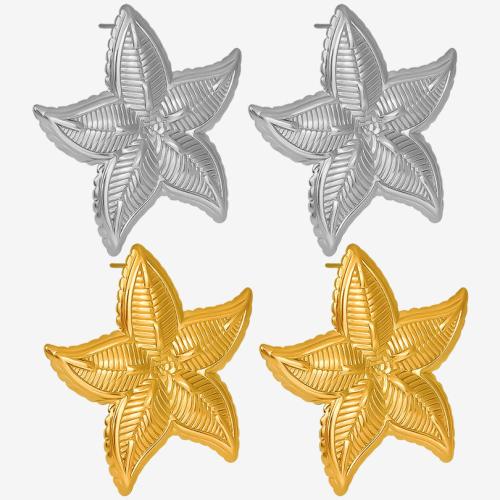 Stainless Steel Stud Earring, 304 Stainless Steel, Starfish, Vacuum Ion Plating, fashion jewelry & for woman 