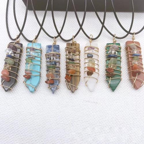 Pendentif bijoux de pierre gemme, Pierre naturelle, avec fer, Placage de couleur d'or, DIY & différents matériaux pour le choix, plus de couleurs à choisir Vendu par PC[