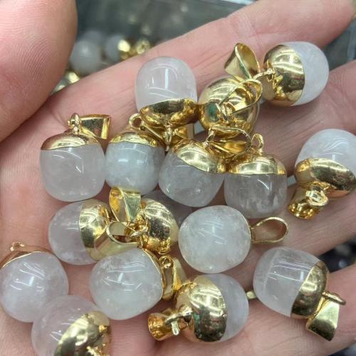 Gemstone Brass Pendants, Natural Stone, with Brass & Iron, gold color plated, DIY [