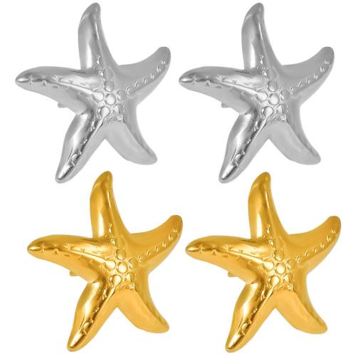 Stainless Steel Stud Earring, 304 Stainless Steel, Starfish, Vacuum Ion Plating, fashion jewelry & for woman 