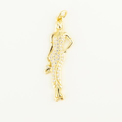 Cubic Zirconia Micro Pave Brass Pendant, gold color plated, DIY & micro pave cubic zirconia 