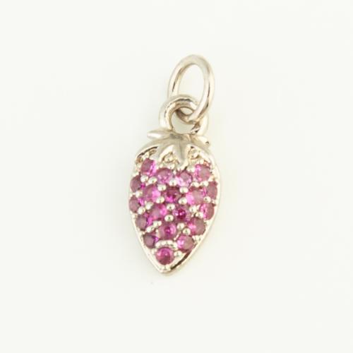 Cubic Zirconia Micro Pave Brass Pendant, Strawberry, gold color plated, DIY & micro pave cubic zirconia, purple 