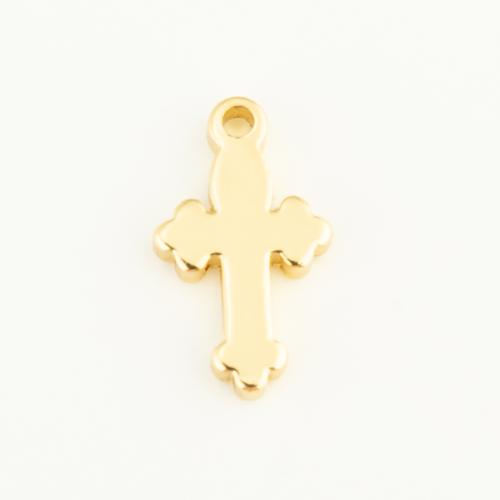 Messing Kreuz Anhänger, goldfarben plattiert, DIY, 12x7x2mm, verkauft von PC