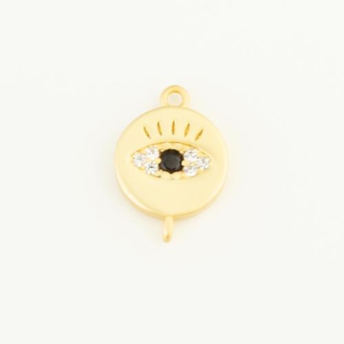 Cubic Zirconia Micro Pave Brass Connector, Round, gold color plated, DIY & micro pave cubic zirconia & 1/1 loop 