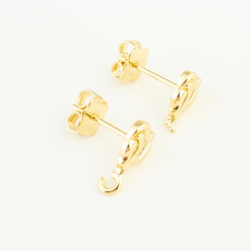 Brass Earring Stud Component, Heart, plated, DIY 