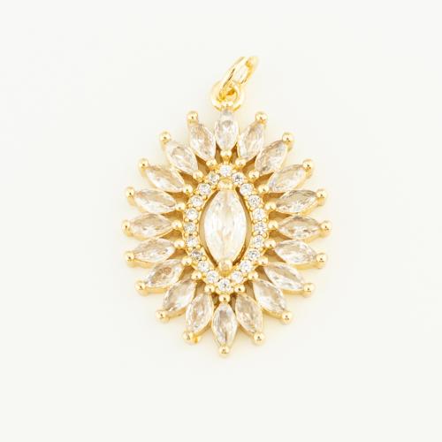 Cubic Zirconia Micro Pave Brass Pendant, gold color plated, DIY & micro pave cubic zirconia 