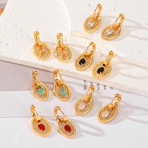 Cubic Zirconia Micro Pave Brass Earring, plated, micro pave cubic zirconia & for woman 