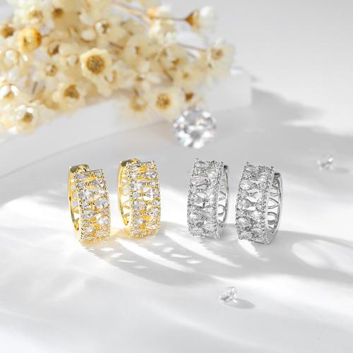 Cubic Zirconia Micro Pave Brass Earring, plated, micro pave cubic zirconia & for woman 